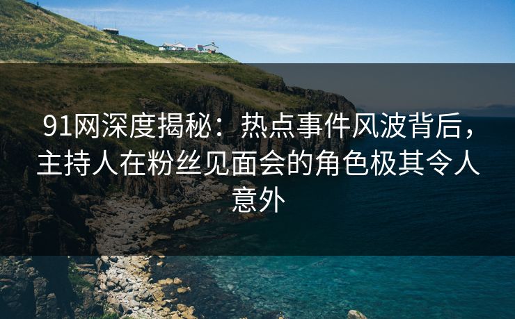 91网深度揭秘：热点事件风波背后，主持人在粉丝见面会的角色极其令人意外