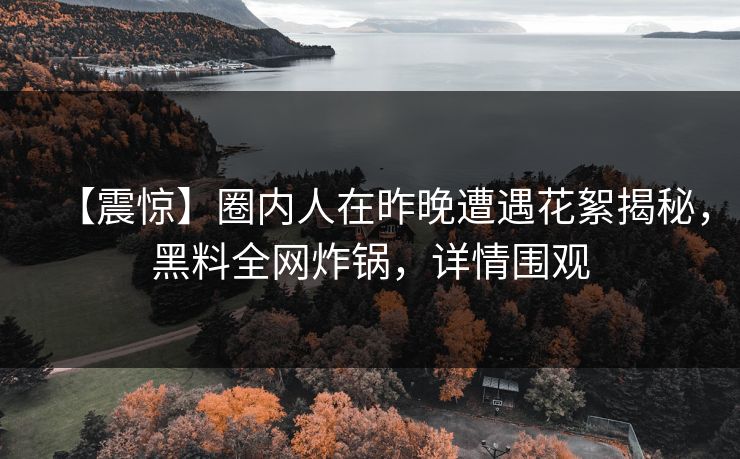 【震惊】圈内人在昨晚遭遇花絮揭秘,黑料全网炸锅,详情围观
