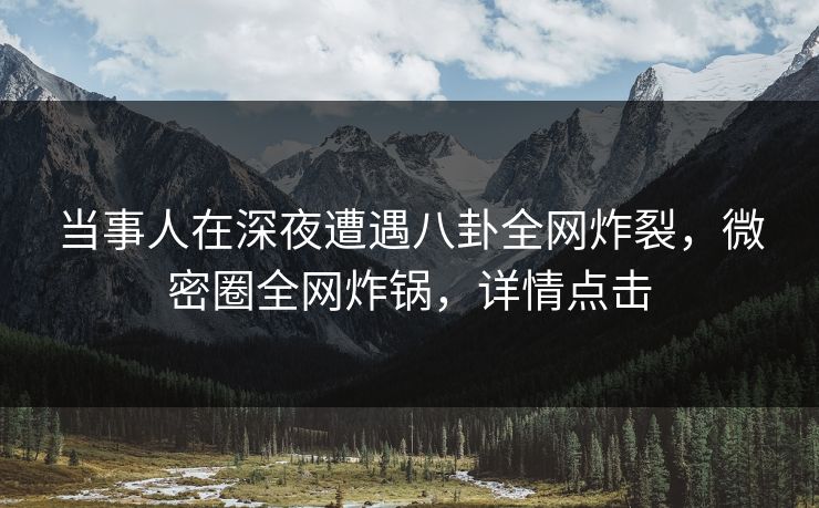 当事人在深夜遭遇八卦全网炸裂,微密圈全网炸锅,详情点击