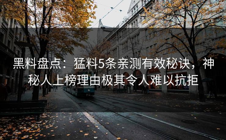 黑料盘点：猛料5条亲测有效秘诀，神秘人上榜理由极其令人难以抗拒
